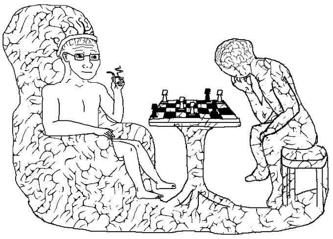 big brain wojak playing chess